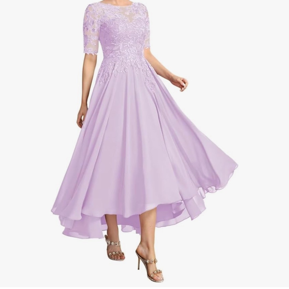 Lavender Lace Evening Dress